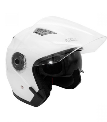 Шлем (откр.со стеклом) Kioshi JK-526 Solid Белый глянцевый M