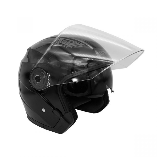 Шлем (откр.со стеклом) Kioshi JK-526 Solid Черный глянцевый XL