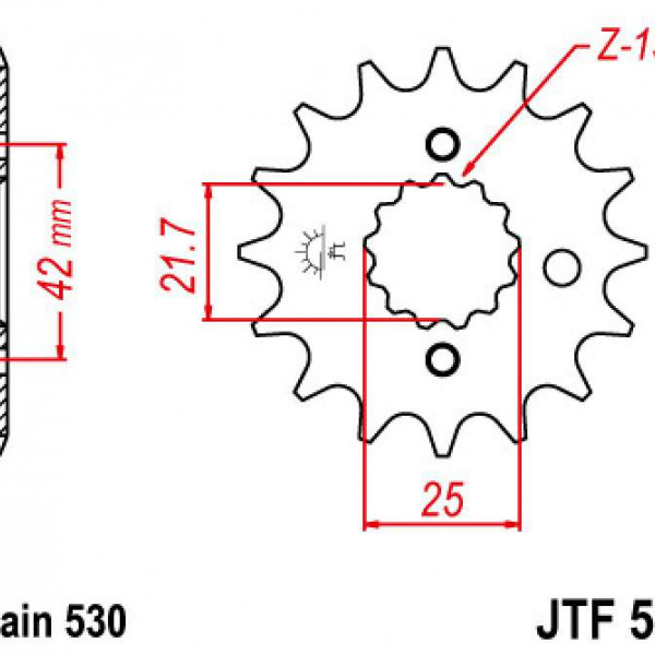 Звезда ведущая JT 530-15T(d-25mm)