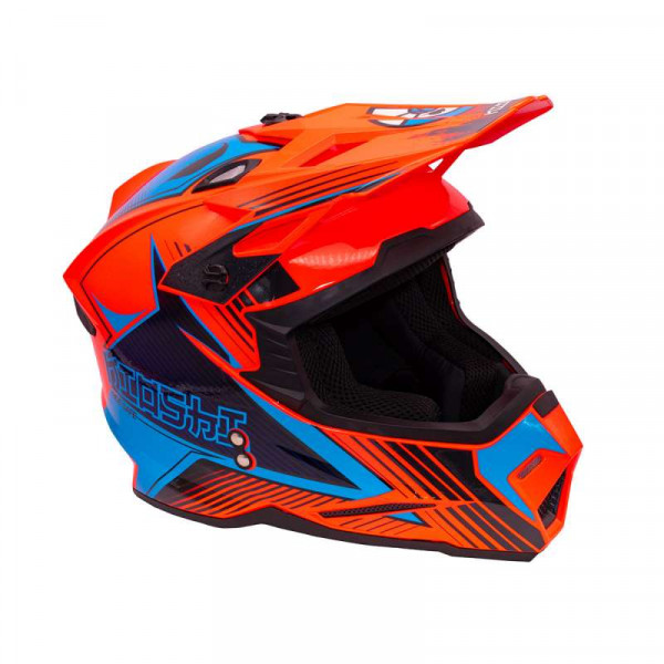 Шлем (кросс) Kioshi JK-801 Holeshot оранжевый/синий глянц.S
